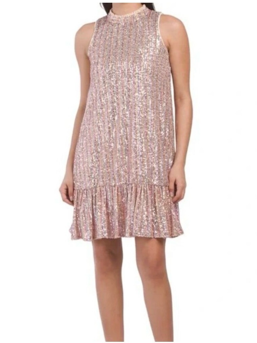 Julia Jordan Sequin Sleeveless Ruffle Hem Dress, NWT